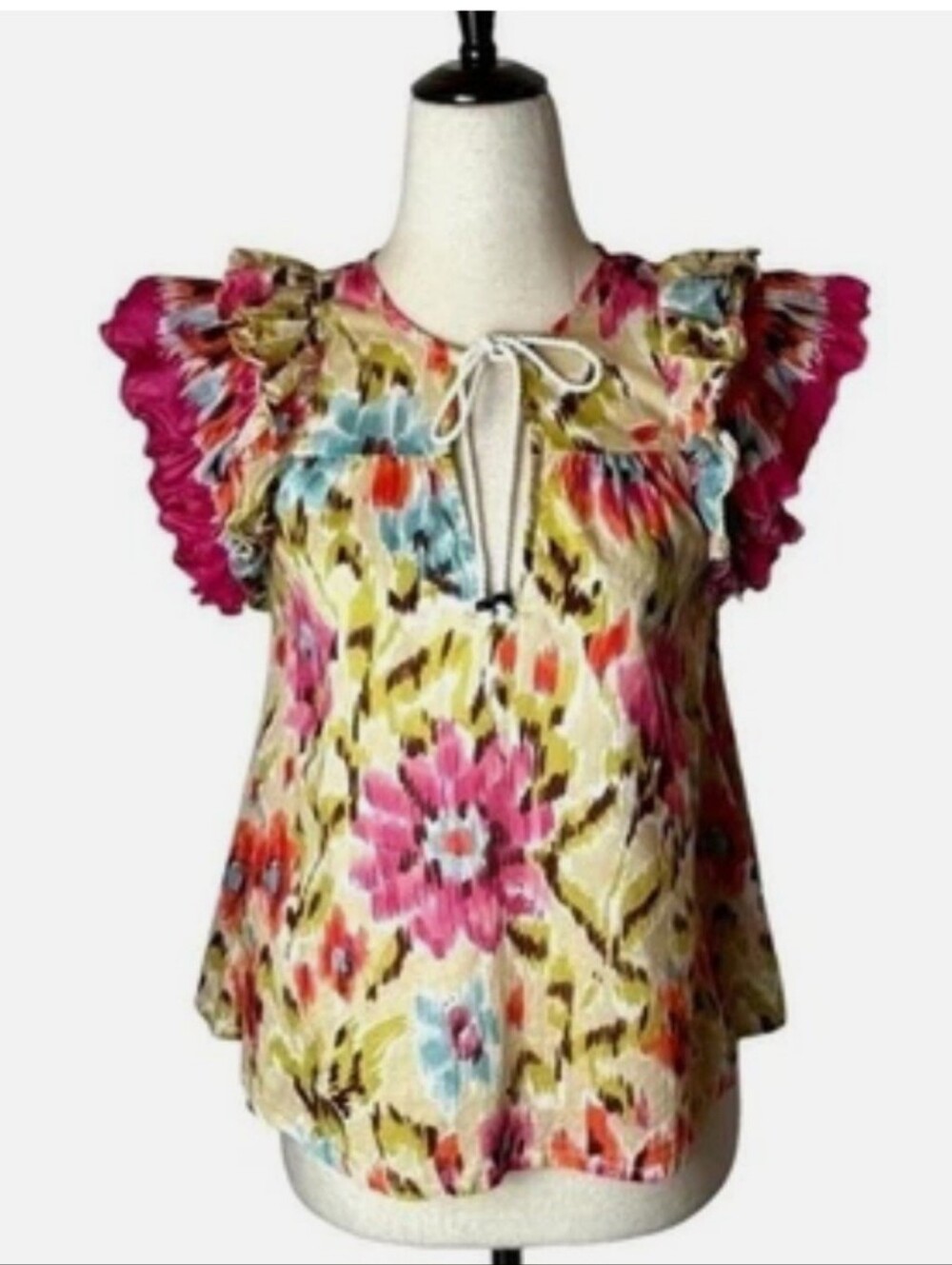 House of Harlow 1960 Zoey Ruffle Sleeve Printed Top